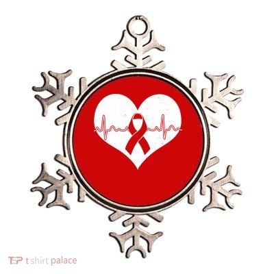 Heart Health Awareness Heartbeat Metallic Star Ornament