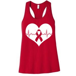 Heart Health Awareness Heartbeat Women's Racerback Tank