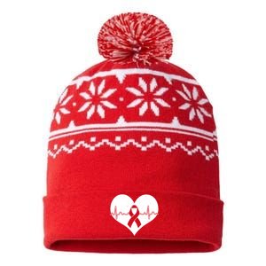 Heart Health Awareness Heartbeat USA-Made Snowflake Beanie