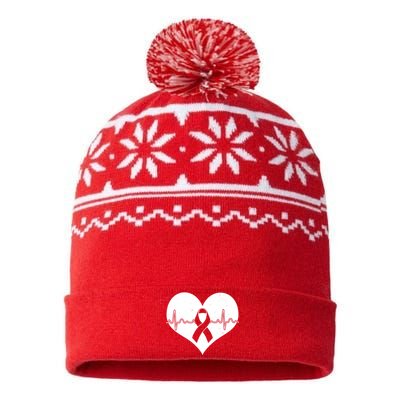 Heart Health Awareness Heartbeat USA-Made Snowflake Beanie