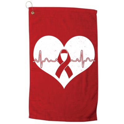 Heart Health Awareness Heartbeat Platinum Collection Golf Towel