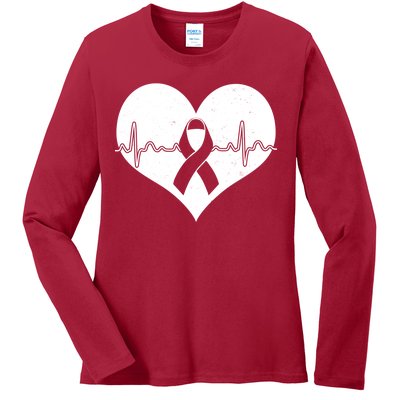 Heart Health Awareness Heartbeat Ladies Long Sleeve Shirt