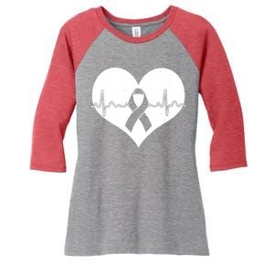 Heart Health Awareness Heartbeat Women's Tri-Blend 3/4-Sleeve Raglan Shirt