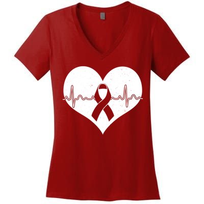 Heart Health Awareness Heartbeat Women's V-Neck T-Shirt