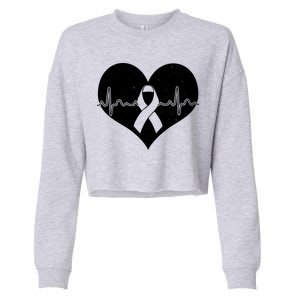 Heart Health Awareness Heartbeat Cropped Pullover Crew