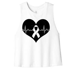 Heart Health Awareness Heartbeat Women's Racerback Cropped Tank