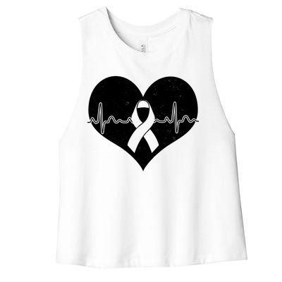 Heart Health Awareness Heartbeat Women's Racerback Cropped Tank