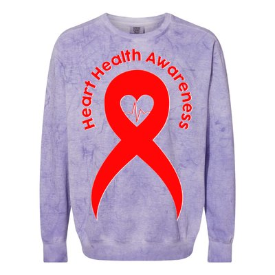 Heart Health Awareness Red Ribbon Colorblast Crewneck Sweatshirt