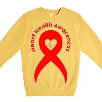 Heart Health Awareness Red Ribbon Premium Crewneck Sweatshirt