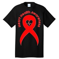 Heart Health Awareness Red Ribbon Tall T-Shirt