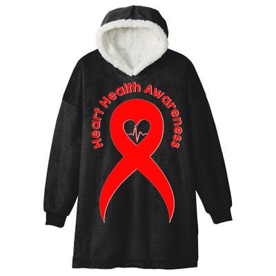 Heart Health Awareness Red Ribbon Hooded Wearable Blanket