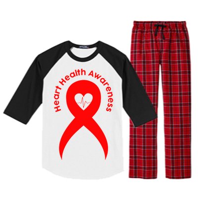 Heart Health Awareness Red Ribbon Raglan Sleeve Pajama Set