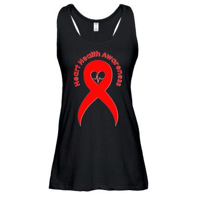 Heart Health Awareness Red Ribbon Ladies Essential Flowy Tank
