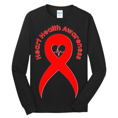 Heart Health Awareness Red Ribbon Tall Long Sleeve T-Shirt