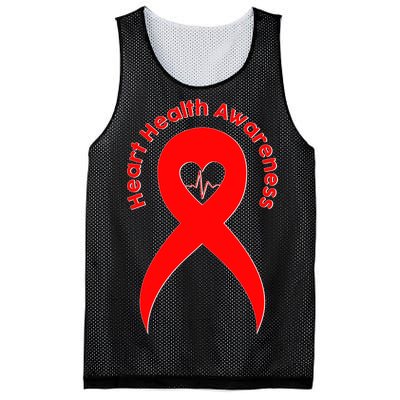 Heart Health Awareness Red Ribbon Mesh Reversible Basketball Jersey Tank