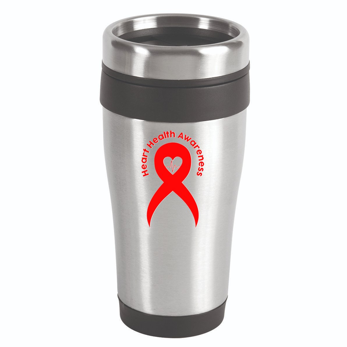 Heart Health Awareness Red Ribbon 16oz Travel Tumbler