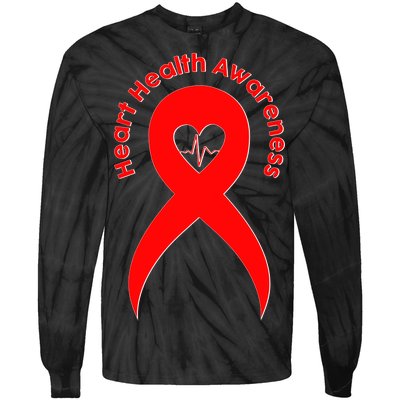 Heart Health Awareness Red Ribbon Tie-Dye Long Sleeve Shirt