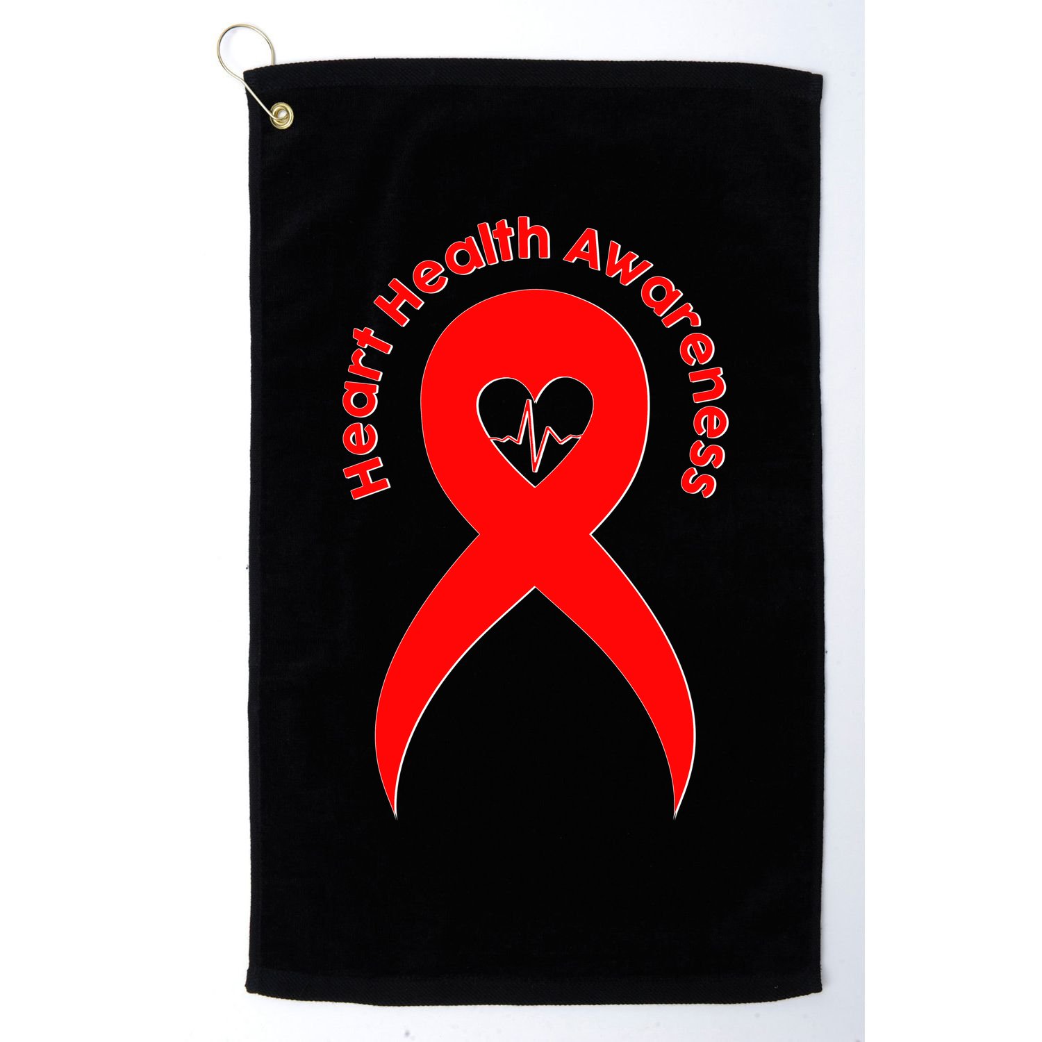 Heart Health Awareness Red Ribbon Golf Towel