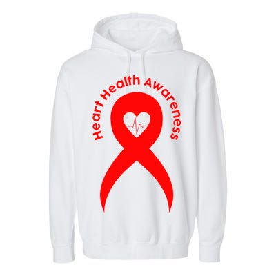 Heart Health Awareness Red Ribbon Garment-Dyed Fleece Hoodie