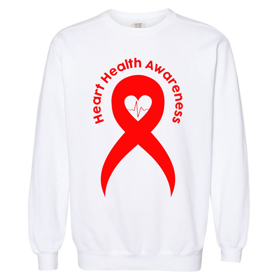 Heart Health Awareness Red Ribbon Garment-Dyed Sweatshirt