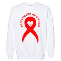 Heart Health Awareness Red Ribbon Garment-Dyed Sweatshirt