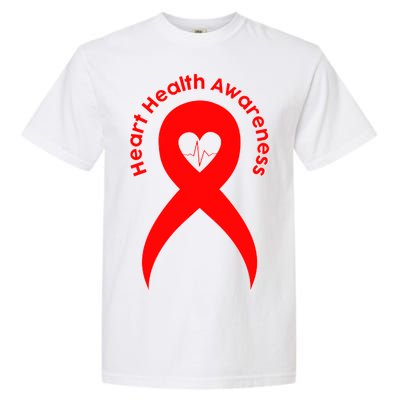 Heart Health Awareness Red Ribbon Garment-Dyed Heavyweight T-Shirt