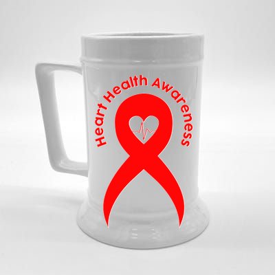 Heart Health Awareness Red Ribbon Beer Stein