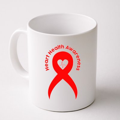 Heart Health Awareness Red Ribbon Coffee Mug