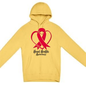 Heart Health Awareness Ribbon Premium Pullover Hoodie