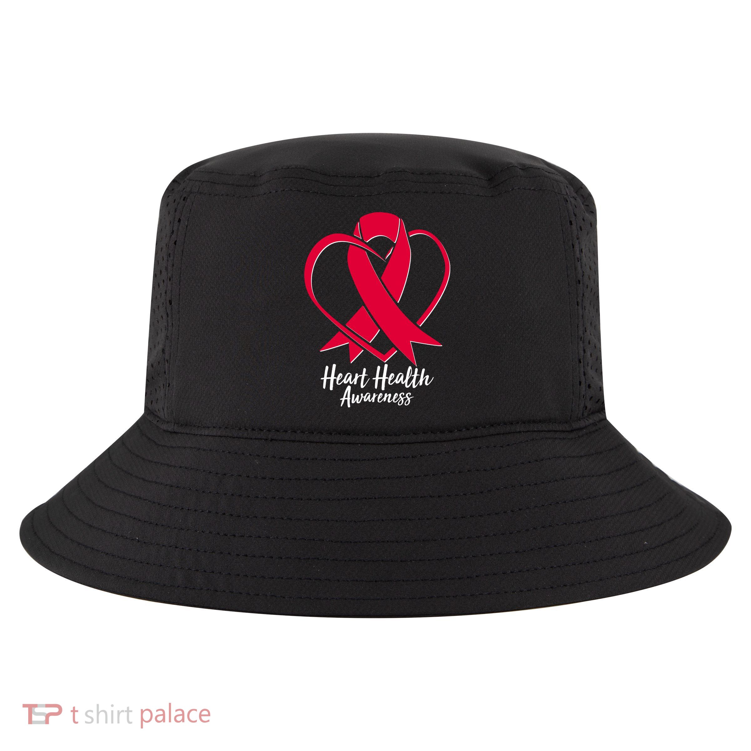Heart Health Awareness Ribbon Cool Comfort Performance Bucket Hat