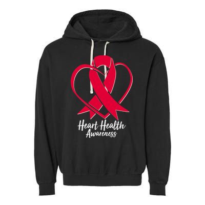 Heart Health Awareness Ribbon Garment-Dyed Fleece Hoodie