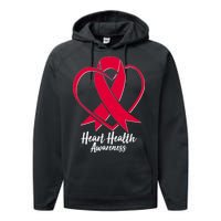 Heart Health Awareness Ribbon Performance Fleece Hoodie