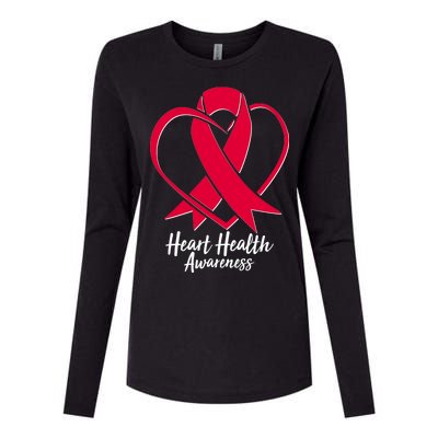 Heart Health Awareness Ribbon Womens Cotton Relaxed Long Sleeve T-Shirt