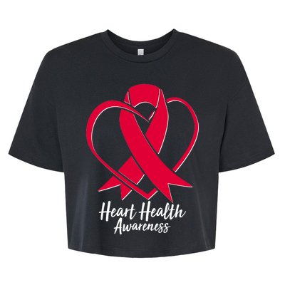 Heart Health Awareness Ribbon Bella+Canvas Jersey Crop Tee