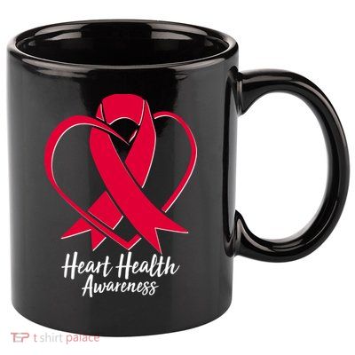 Heart Health Awareness Ribbon 11oz C Handle Ceramic Mug