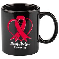 Heart Health Awareness Ribbon 11oz C Handle Ceramic Mug