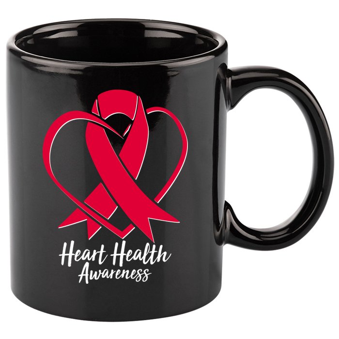 Heart Health Awareness Ribbon 11oz C Handle Ceramic Mug