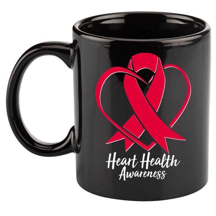 Heart Health Awareness Ribbon 11oz C Handle Ceramic Mug