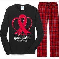 Heart Health Awareness Ribbon Long Sleeve Pajama Set