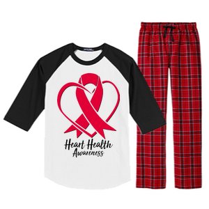 Heart Health Awareness Ribbon Raglan Sleeve Pajama Set