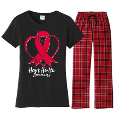 Heart Health Awareness Ribbon Women's Flannel Pajama Set