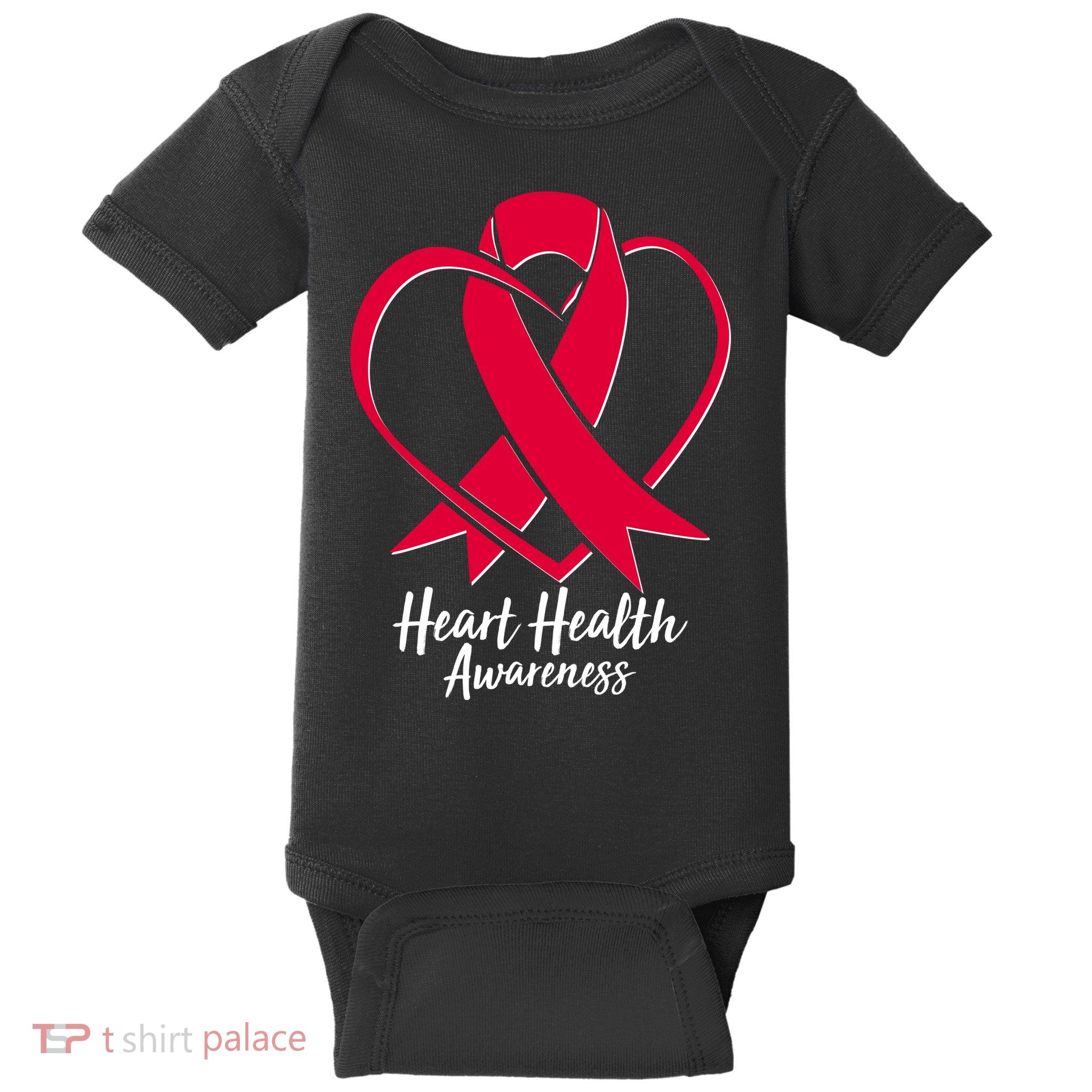 Heart Health Awareness Ribbon Baby Bodysuit