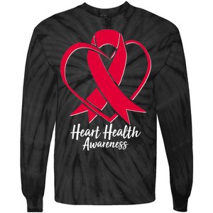 Heart Health Awareness Ribbon Tie-Dye Long Sleeve Shirt