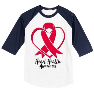 Heart Health Awareness Ribbon Baseball Sleeve Shirt