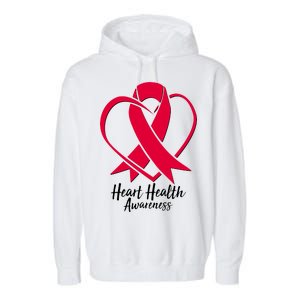 Heart Health Awareness Ribbon Garment-Dyed Fleece Hoodie