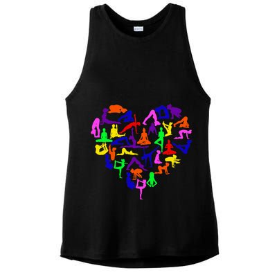 Heart Made Up Of YOGA Positions Ladies PosiCharge Tri-Blend Wicking Tank