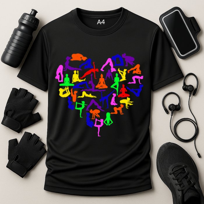 Heart Made Up Of YOGA Positions Cooling Performance Crew T-Shirt