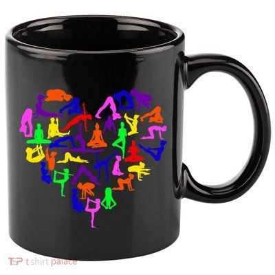 Heart Made Up Of YOGA Positions 11oz C Handle Ceramic Mug