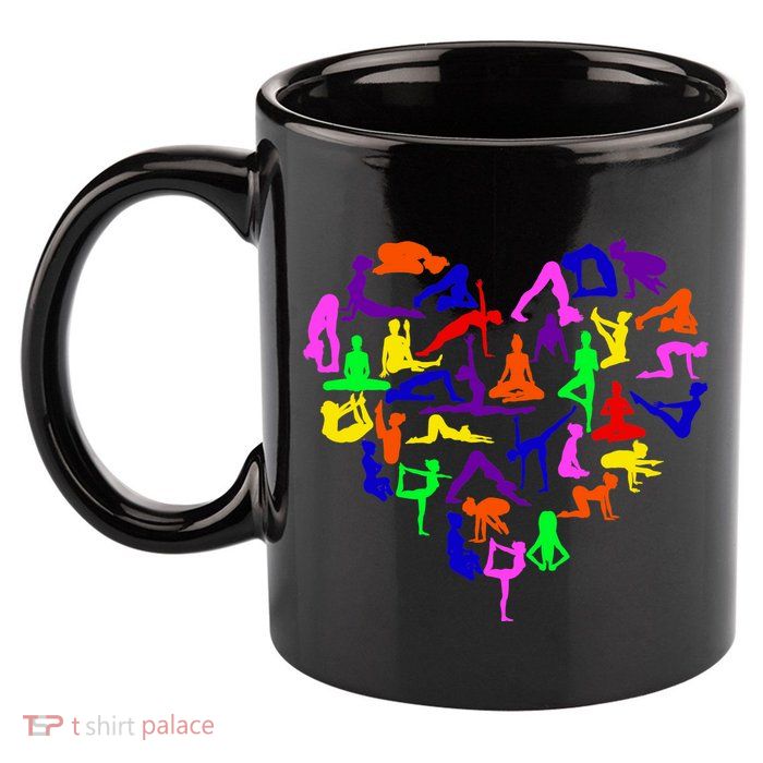 Heart Made Up Of YOGA Positions 11oz C Handle Ceramic Mug