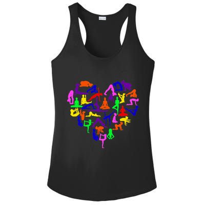 Heart Made Up Of YOGA Positions Ladies PosiCharge Competitor Racerback Tank